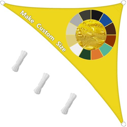 Sichtschutz Sonnensegel Wasserdicht dreieckig 2x2x3M,95% UV-Schutz, witterungsbeständig und reißfest aus 420D Oxford-Stoff mit Befestigungsset für Garten und Balkon - Fluoreszierendes Gelb