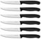 targzier Coltelli da bistecca,6 pezzi Coltello da tavola in acciaio inox,Coltello da bistecca affilato e seghettato,Robusto Manico Sintetico,Set di coltelli da cucina nero,Lavabile in lavastoviglie