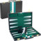 NEWFUN 18 Zoll Backgammon Holz Koffer-Set, Brettspiel mit hochwertigem Lederetui mit Würfelbecher, tragbares und für Erwachsene Brettspiel