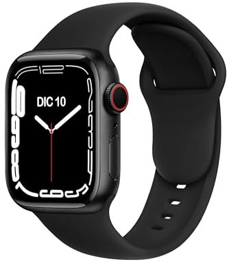 ELETTRONEO C1B Cinturino per Apple Watch Ultra 3 2 49mm, Serie 11 10 46mm, 9 8 7 45mm 41mm, SE 6 5 4 44mm 40mm, 3 2 1 42mm 38mm Donna Uomo Band Bracciale Sport Silicone, Nero