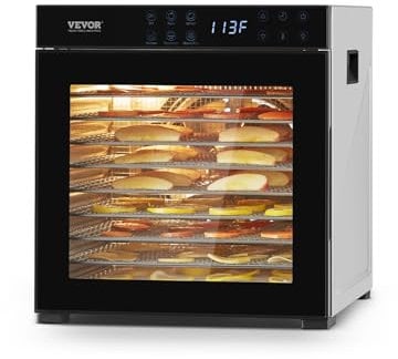 VEVOR Déshydrateur alimentaire, 10 plateaux en acier inox, séchoir électrique aliments 1000 W, température réglable, minuterie 24 h, lyophilisateur pour viande, fruits, légumes, friandises pour chiens