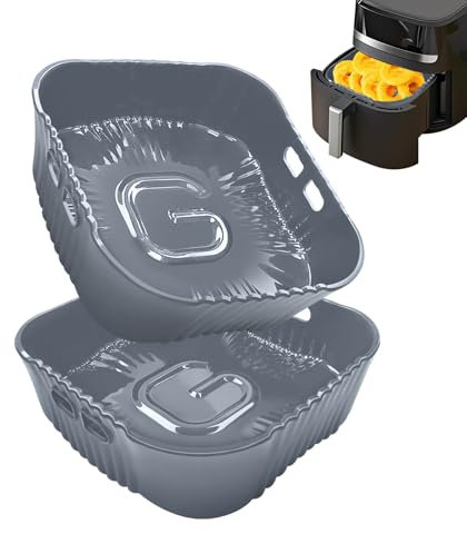 Teglie Silicone per Friggitrice ad Aria 22-24CM, Contenitori Friggitrice ad Aria Accessori pour COSORI 6L/6,2L/6,4L, Princess 8L, Russell Hobbs 8L, Réutilisable Accessoires Friteuse à air chaud, 2PCS