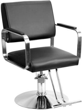 loyliawa Salon Chair Hydraulic Barber Chair, Salon Stool for Hair Stylist, Heavy Duty Styling Chair with Height Adjustable, Hairdressing Chair Equipment Black 1