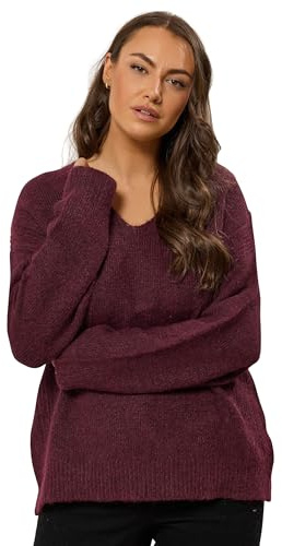 EVANS Curve Natural Knitted V-Neck Jumper - Women's - Plus Size Curve
