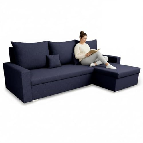SENTO TRADE Ecksofa mit Schlaffunktion Mondo (Marineblau)