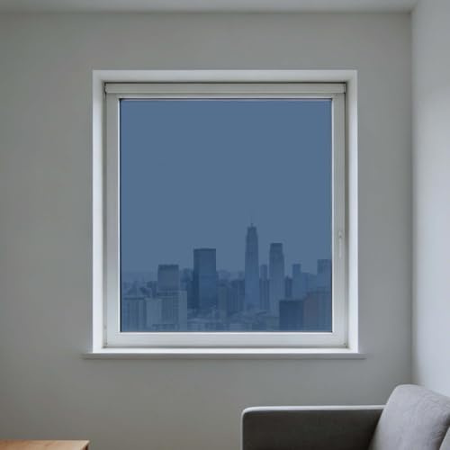 Sonnenschutzfolie 85 x 130 cm mit UV Schutz Und Hitzeschutz Spiegelfolie Fensterfolie Innen Oder Außen für Büro Und Haus, Blau Silber