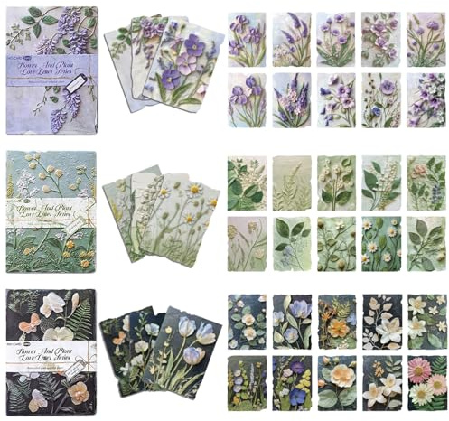 BSITSSS 69 Blatt Scrapbook Papier Blumen Muster, Ölgemälde Blumen Bastelpapier, Motivpapier Decoupage Papier Blumenpapier für Notizbuch Journal Scrapbooking Fotoalbum Dekoration DIY Dekorpapier