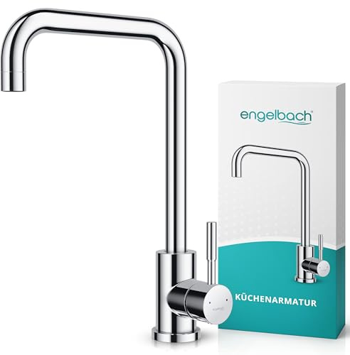 Engelbach® Wasserhahn Küche - 360° Schwenkbare Küchenarmatur, 304 Edelstahl | Inklusive tropffreier Keramikkartusche, Küchenwasserhahn, Mischbatterie