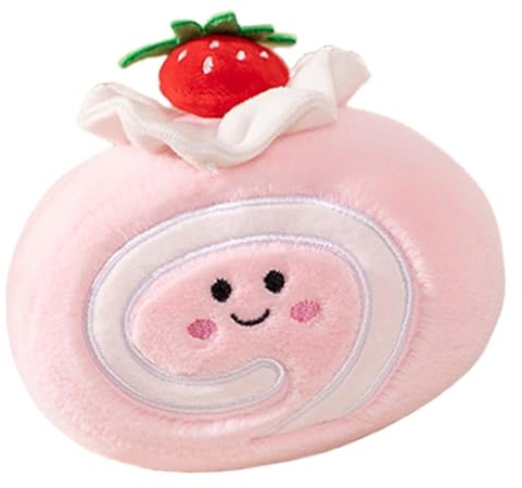 Peluche de pastel de fresa – 14 cm muñeca de tela inspirada en alimentos | cojín de postre suave, regalo de peluche ligero para coleccionar | Decorativo portátil para sofá de mesita de noche
