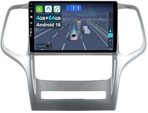 KEC 9 [4+64G] Android 16 Radio Coche para Jeep Grand Cherokee WK2 2008-2013-[CarPlay | Android Auto | Mirror Link | GPS Navi | Bluetooth 5.0 | SWC ] + CAM Incluido