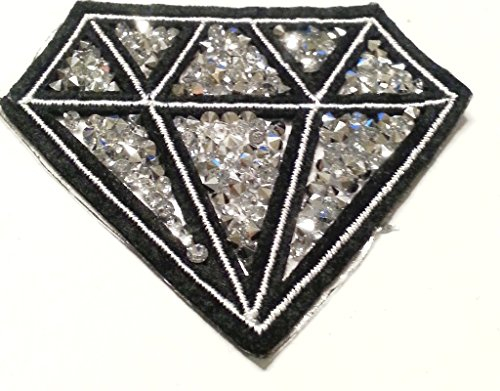 b2see Strass Glitzer Aufnäher Aufbügler Bügelbilder Iron on Patches Applikation mit Pailletten für Kleider Frauen zum aufbügeln Diamond 8 x 6 cm