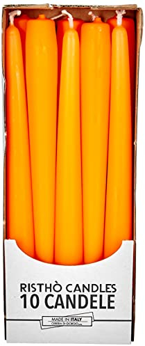 Cereria di Giorgio Risthò konische Kerzen für Kerzenhalter, Paraffinwachs, Orange, 2,2 cm, 10 Stück