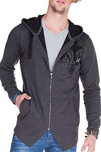 Cipo & Baxx Herren Sweatjacke Hoodie Cardigan Kapuzenjacke Sweatshirt Jacke Anthracite S