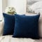 MIULEE 2er Set Samt Soft Solid Dekorative Quadrat Wurf Kissenbezüge Set Kissen Fall für Sofa Schlafzimmer Dunkelblau 16x16 Zoll 40x40 cm