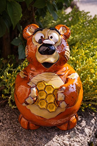 Rostalgie Töpfer Keramik Honigbär Bruno mit Biene 17 cm Handarbeit Dekofigur Gartenstecker
