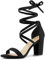 Allegra K Sandales à Gros Talons Ouvertes à Lacets pour Femmes Noir 39