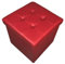 HomeHarmony® Quilted Top Folding Storage Ottoman Seat, Stool, Toy Storage Box Faux Leather (Red, Medium)