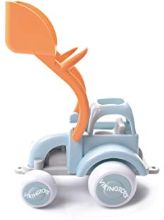VIKINGTOYS Ecoline 20-81255 Spielzeug-Traktor Bagger mit Frontlader Spielzeugauto - Hebearm mit Schaufel beweglich - Baufahrzeug Reifen Soft - biobasierter Kunststoff - 28 cm - Kinder ab 1 Jahr