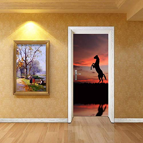 XXXCH 3D Türaufkleber Pferd 77X200CM Türtapete selbstklebend TürPoster - Fototapete Türfolie Poster Tapete Meer Aufkleber DIY Selbstklebende Wandbild PVC Wasserdichte Tapete