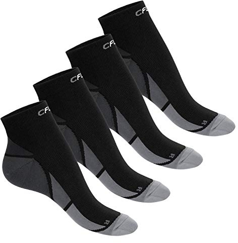 CFLEX Herren & Damen Sport Kompressionssocke (4 Paar) Kurzschaft Socken - Schwarz-Grau 35-38