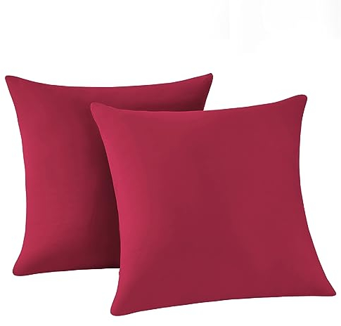 RUIKASI Kissenbezug 80 x 80 Rot 2er Set - Oeko Tex Kopfkissenbezug 80x80 Kissen Bezug 80x80cm mit Reißverschluss aus Mikrofaser, Polsterbezug Doppelpack Set Pillow Case Pillow Cover
