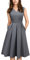 HOMEYEE Damen Vintage 50er Ärmellos Cocktail Retro mit Pocket Flared Kleid A196 (M, Grau)