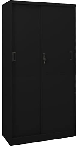 vidaXL Armario de Oficina con Puerta Corredera Mueble Archivador Armario Almacenamiento Archivos Documentos Organizador Acero Negro 90x40x180cm