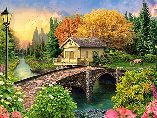 YJPZZG 2000 Stück Holzpuzzle Kleine Brücke 3D-Puzzles FüR Erwachsene Und Kinder Ab 10 Jahren Fertige Größe 99×70cm