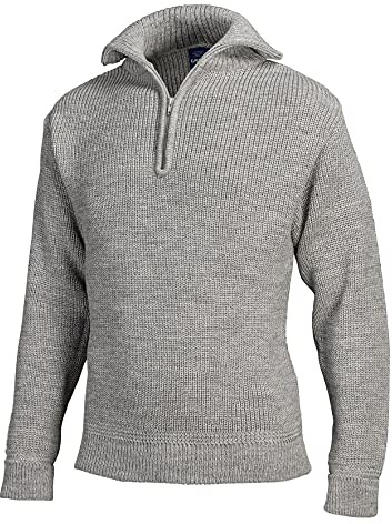 tomBrook Damen Troyer Korvettenkapitän - Seemannspullover Damen Pullover mit Reißverschluss Wolle Pullover Frauen aus 100% Schurwolle in Hellgrau Größe 40