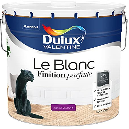 Dulux Valentine Le Blanc Finition Parfaite - Peinture Intérieure Murs, Plafonds et Boiseries - 98% d'opacité - Velours Blanc 10 L