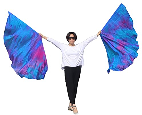 Winged Sirenny 180cm Bauchtanz Seidenflügel Paar,Echte Seide Halbkreis Schleier Isis Flügel (Meerjungfrau Traum)