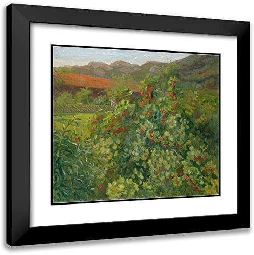 ArtDirect Thorvald Erichsen 23x20 Black Modern Frame and Double Matted Museum Art Print Titled - The Currant Bush (1905)