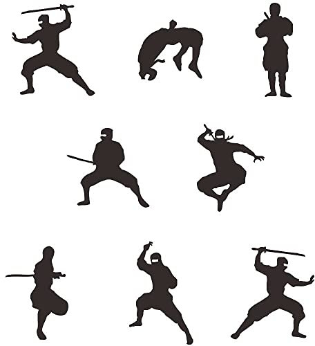 myrockshirt Ninja Set 9 teilig je 10cm Kinderzimmer Junge Samurai Aufkleber Sticker FREIE Farbwahl Autoaufkleber Wandtattoo