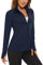 KEFITEVD Damen Sweatjacke Frühling Elastisch Trainingsjacke Leichte Atmungsaktiv Sportjacke UPF 50+ Sonnenschutz Laufjacke mit Daumenloch und Seitentasche Lauftop Marineblau 2XL