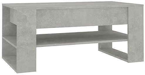 vidaXL Coffee Table - Rectangular, Concrete Grey, Engineered Wood, Modern Design, Ample Storage, 102x55x45 cm