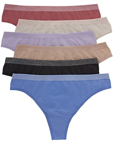 Hanes Comfort Flex Fit Women's Underwear, Seamless Thong Panties, Assorted 6-Pack