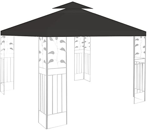 Gimisgu Ersatzdach für Pavillon, 3x3m Doppeldach Pavillondach, Grau, pavillon Ersatzbezug gartenpavillon ersatzdach Wasserdicht Material mit Klettverschlüssen, Pavillonabdeckung