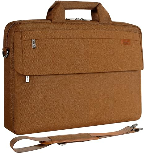 DOMISO 17 Zoll Wasserdicht Laptop Tasche Aktentasche Schultertasche Notebooktasche Umhängetasche Business für 17-17.3 Notebook/Dell/Lenovo/Acer/HP/MSI/ASUS, Karamell