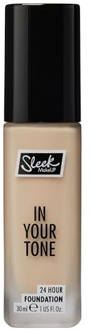Sleek MakeUP In Your Tone 24 Hour Foundation, Medium Buildable Coverage in 30 Shades, Semi-Matte Flawless Finish, 2W 30ml