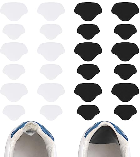 12 Paar Fersenschutz für Schuhe, Zwei Größen Schuh Fersen Reparatur Patch Fersenpolster Sneaker Selbstklebende Schuh Innen Ferse Reparieren für Leder- oder Sportschuhe(schwarz, weiß)