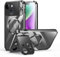 iPhone 13 Hülle Doppelseitige Schnalle, Kompatibel mit Magsafe Magnetische Adsorption Metall Bumper mit Kamera-Abdeckung, Ganzkörperschutz Metall Bumper Case (Schwarz)