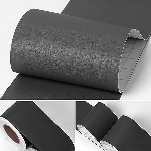 Kyaoayo Weichsockelleiste Selbstklebend, Wandleisten Selbstklebend, Kantenumleimer Selbstklebend, BodenüBergangsstreifen, 10 Zentimeter Breit, 5 Meter Lang. (dunkelgrau matt)