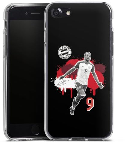 Silikon Hülle kompatibel mit Apple iPhone SE (2020) Case transparent Handyhülle FC Bayern München Harry Kane Offizielles Lizenzprodukt
