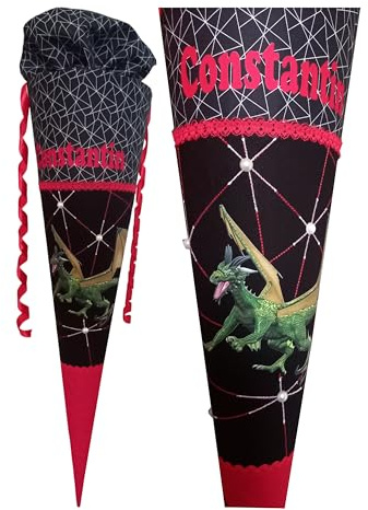 Schultüte Drache, passend zum Step by Step Dragon Drago, rot Drachen,Benutzerdefinierte, Genäht, für jungen, Name