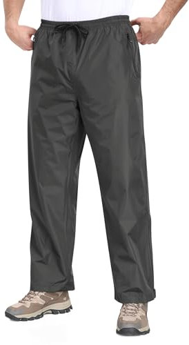 MoFiz Pantalon de Pluie Homme Léger Imperméable Respirant Coupe-Vent Pantalon de Randonnée Moto Pliable avec Poches Zippées Gris Foncé EU 4XL