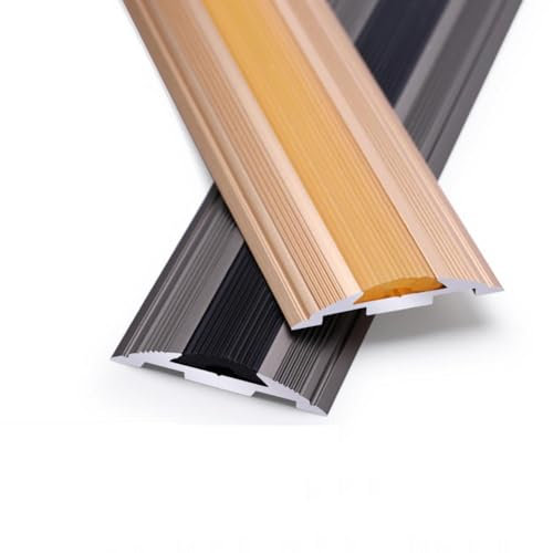 HCZION Boden Übergangsprofil Bodenprofil Aluminium, Teppichkantenleiste Ausgleichsprofil Rutschfester Treppenkantenprofil Holz Zu Fliesen Kantendekoration (Color : Gold, Size : 1 3/4in-44mm(x1))