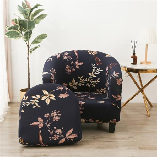 Morbuy Sesselbezug Stretch, 2er Set Sessel Überzug Universal Sesselhussen Waschbar Sesselüberzug Hussen Cocktailsessel Clubsessel Überzug - Weich, Elastisch (Goldene Blätter)