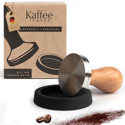 MELOX Barista Tamper 58 mm - Kaffee Stempel aus Edelstahl & Kirschholz