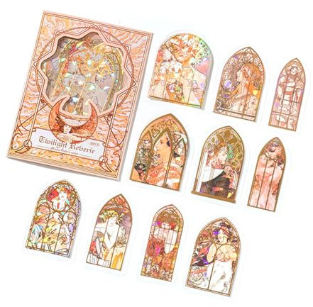 Vintage Scrapbooking Sticker Zubehör, 20pcs Ästhetische Scrapbook Aufkleber Papier Sticker Retro Aufkleber Stickers Aesthetic Scrapbook Zubehör Set (Twilight Reverie)