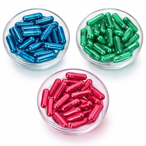 100 capsules vides message secret - Gélule couleur Rouge, Verte ou Bleue | Pilules factices pour lettres d'amour, notes d'amitié, petits objets, créations DIY, cadeau saint valentin